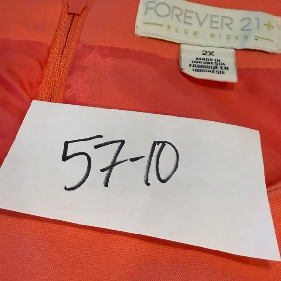 Forever 21 Vibrant Coral sleeveless midi dress scoop neck pleated waist plus 2X - Picture 11 of 11